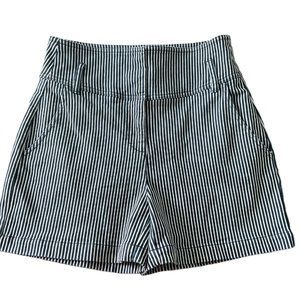 Anthropologie ett:twa Shorts Navy White Red Stripes High Rise Zip Front Size: 8